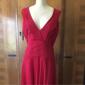 Designer Adam Lippes Red Silk Pleated Dress Size 6